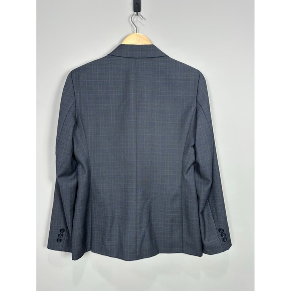R J CLASSICS Platinum Women's Plaid Blazer Jacket Size 10R Dark Gray Blue - Picture 4 of 11